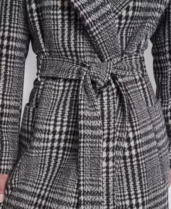 DKNY Kadın Çentik Yaka Kemerli Sarma Kaban