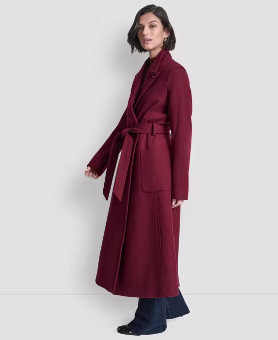 DKNY Kadın Çentik Yaka Kemerli Sarma Kaban