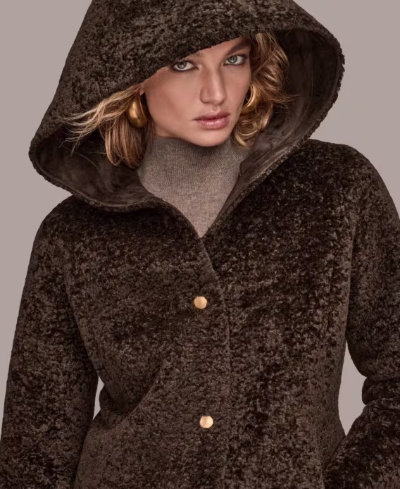 Donna Karan New York Kadın Kapüşonlu Maxi Kaban