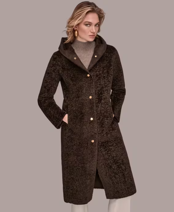 Donna Karan New York Kadın Kapüşonlu Maxi Kaban