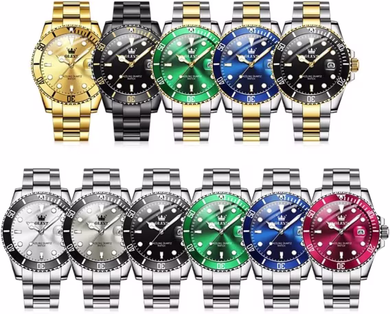 OLEVS Lüks Su Geçirmez Analog Paslanmaz Çelik Erkek Kol Saati Siyah KYSS-G5885G-QH