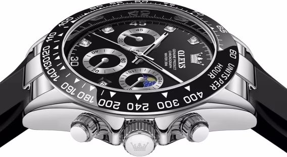 OLEVS Analog Kuvars Su Geçirmez Kronograf Erkek Kol Saati Siyah OLS-2875J-BH