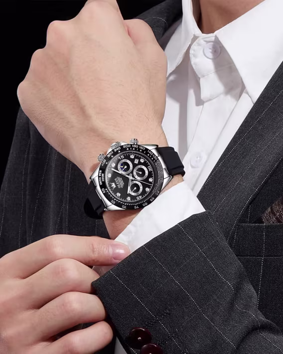 OLEVS Analog Kuvars Su Geçirmez Kronograf Erkek Kol Saati Siyah OLS-2875J-BH