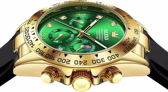 OLEVS Analog Kuvars Su Geçirmez Kronograf Erkek Kol Saati Yeşil OLS-2875J-JLV