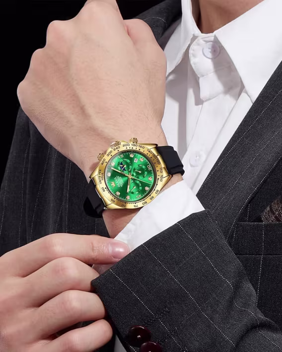 OLEVS Analog Kuvars Su Geçirmez Kronograf Erkek Kol Saati Yeşil OLS-2875J-JLV