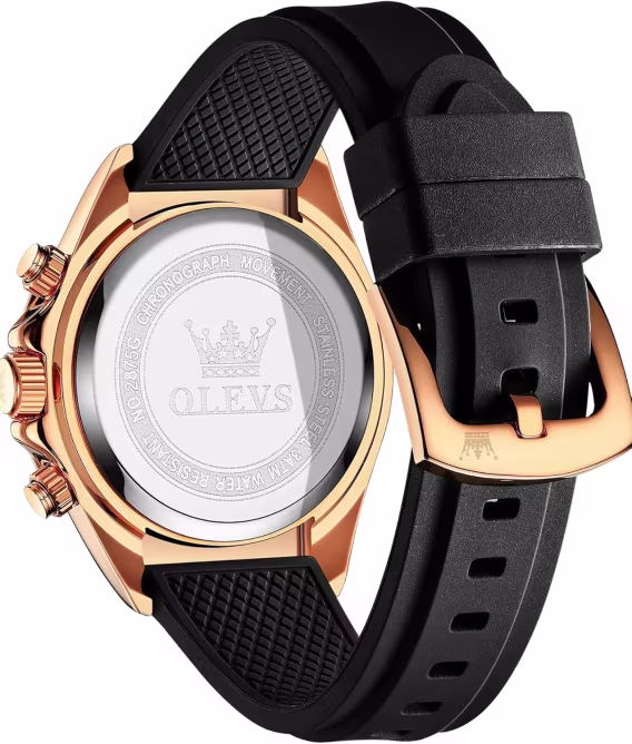 OLEVS Analog Kuvars Su Geçirmez Kronograf Erkek Kol Saati Pembe/Siyah OLS-2875J-MH