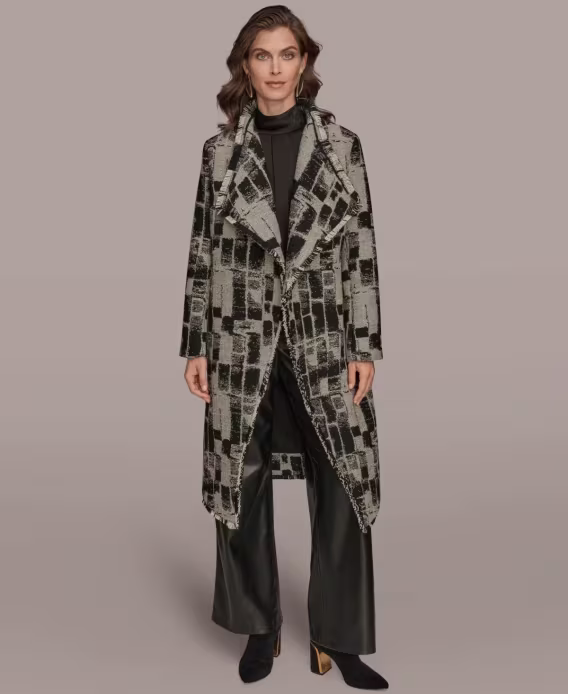 Donna Karan New York Kadın Kendinden Kemerli Uzun Kollu Kaban
