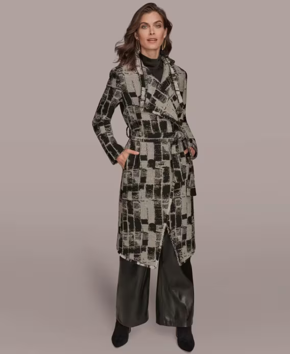 Donna Karan New York Kadın Kendinden Kemerli Uzun Kollu Kaban