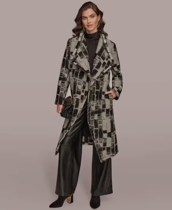 Donna Karan New York Kadın Kendinden Kemerli Uzun Kollu Kaban