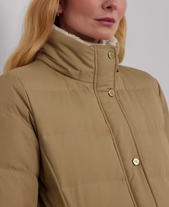 Lauren Ralph Lauren Kadın Suni Kürk Kapüşonlu Şişme Mont