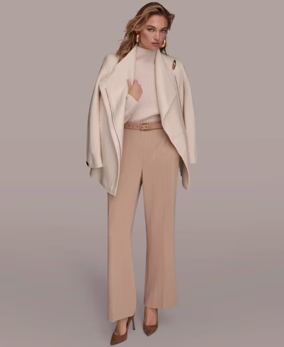 Donna Karan New York Kadın Kanat Yaka Kemerli Mont