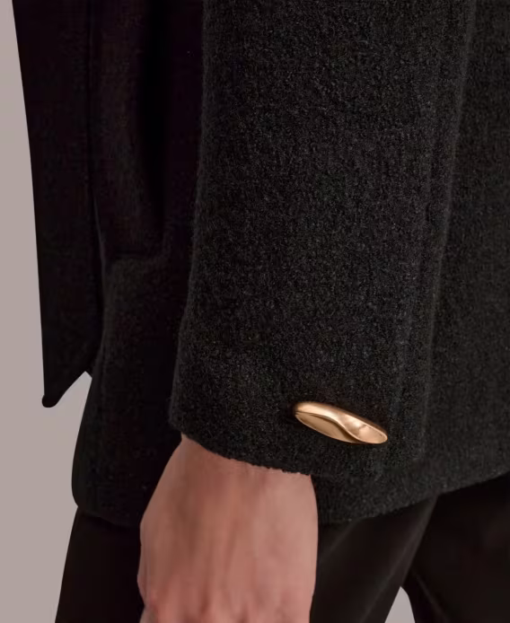 Donna Karan New York Kadın Kanat Yaka Kemerli Mont