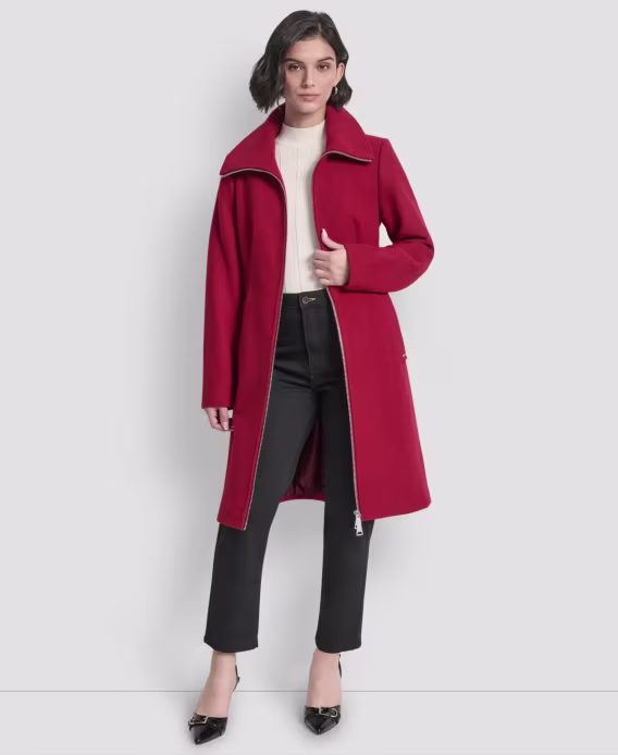 DKNY Kadın Yakalı Yaka Kemerli Kaban