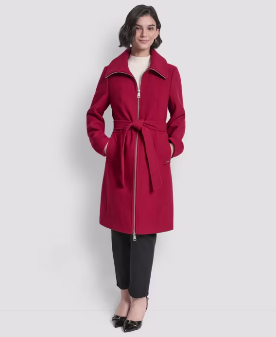 DKNY Kadın Yakalı Yaka Kemerli Kaban