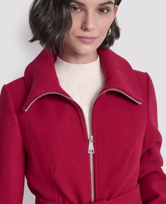 DKNY Kadın Yakalı Yaka Kemerli Kaban