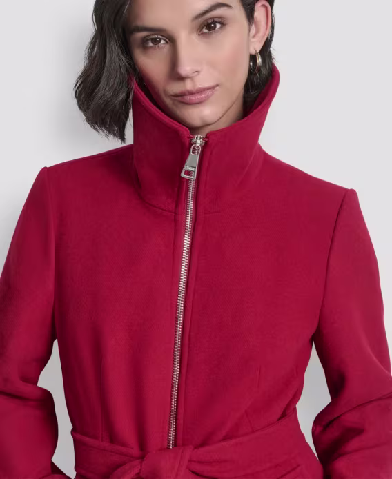 DKNY Kadın Yakalı Yaka Kemerli Kaban