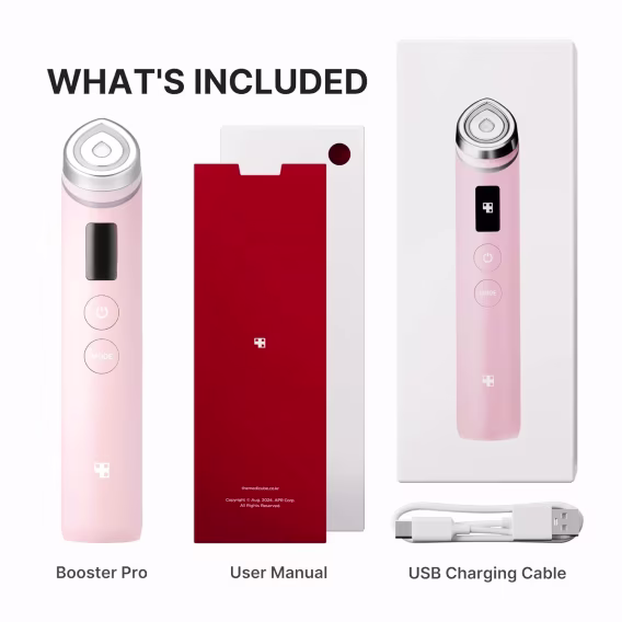 Medicube AgeR Booster Pro Pembe | 6'sı 1 Arada Gerçek Cam Işıltılı Güzellik Masaj Aleti