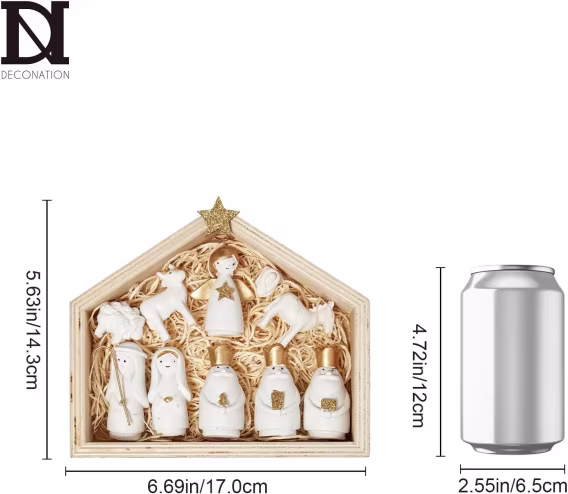 DN DECONATION Noel Yemliği Doğum Seti Beyaz ve Altın