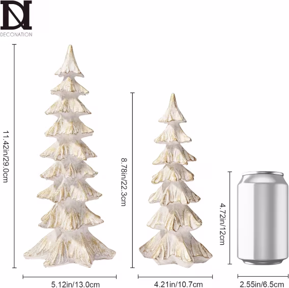 DN DECONATION Beyaz ve Altın Noel Ağacı Figürleri
