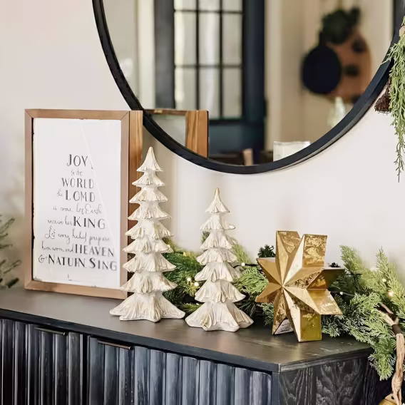 DN DECONATION Beyaz ve Altın Noel Ağacı Figürleri