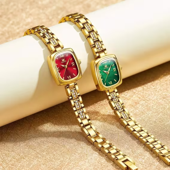 OLEVS Japon Kuvars Kadın Kol Saati Gold/Yeşil 