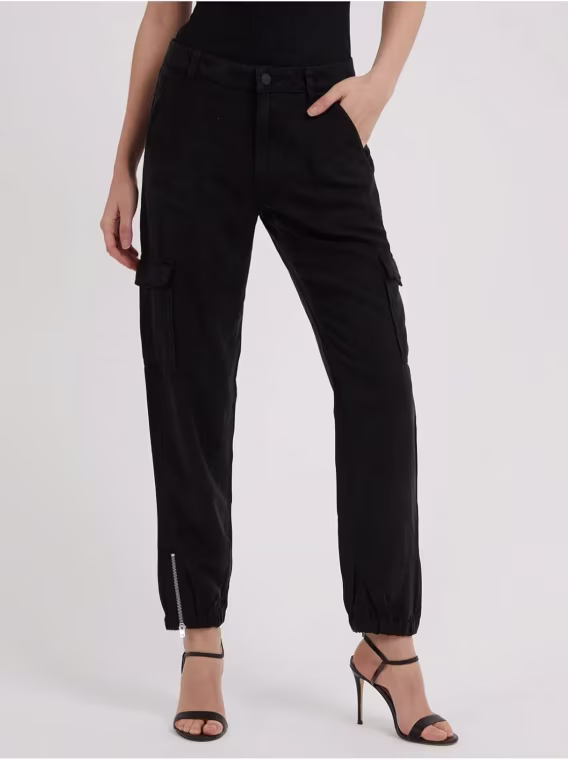 GUESS Kadın Bowie Düz Paça Kargo Chino Pantolon