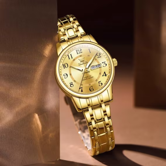 OLEVS İki Tonlu Kadın Kol Saati Gold 2891