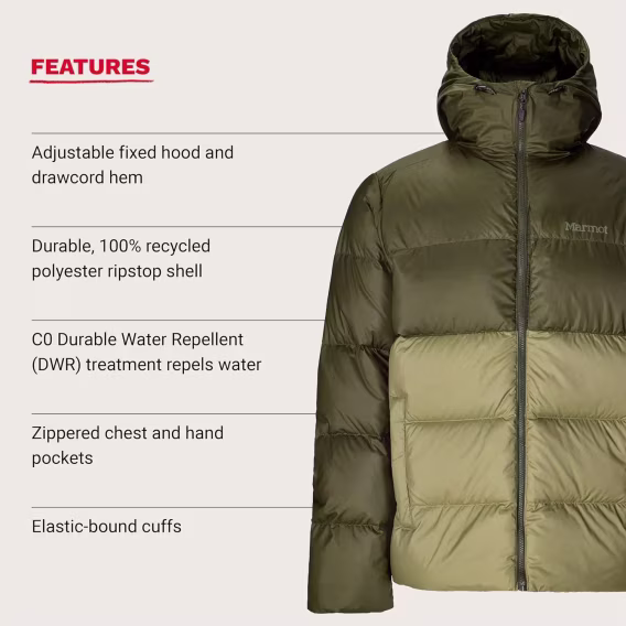 MARMOT Erkek Guides Hoody Ceket Kaban Siyah Large