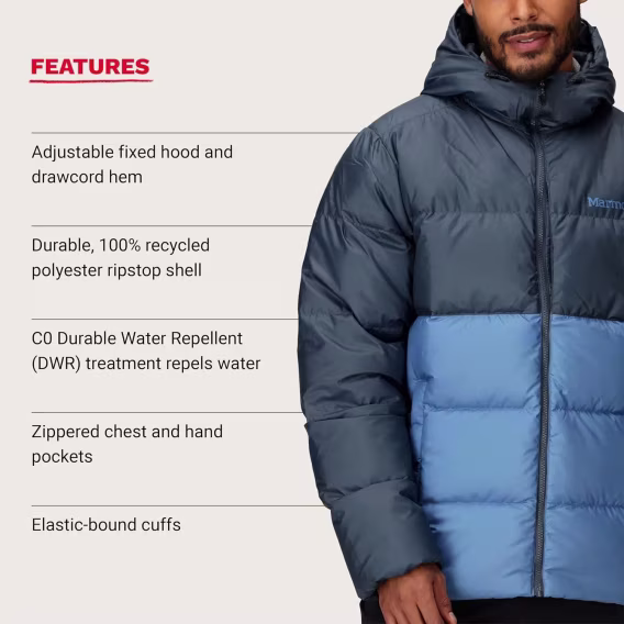 MARMOT Erkek Guides Hoody Ceket Kaban Siyah Large