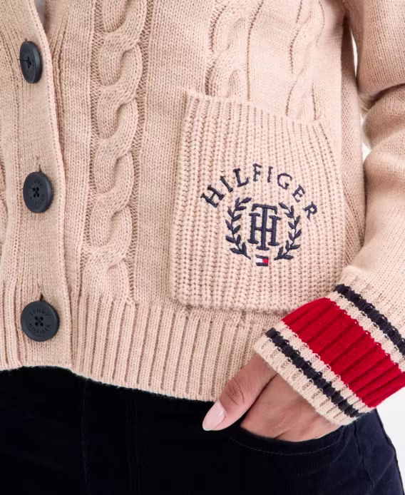 Tommy Hilfiger Kadın Kablo Örgülü Varsity Hırka