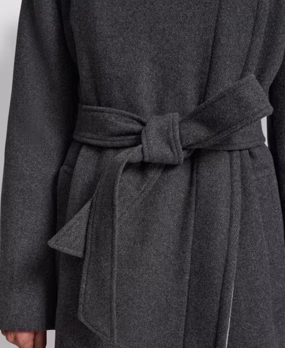 DKNY Kadın Kanat Yaka Asimetrik Sarma Kaban