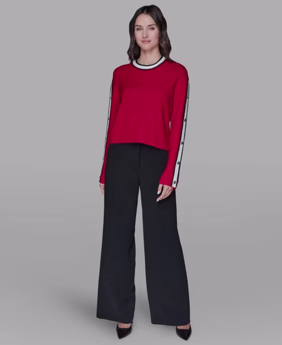 KARL LAGERFELD PARIS Kadın Kontrast Detaylı Lastikli Kazak