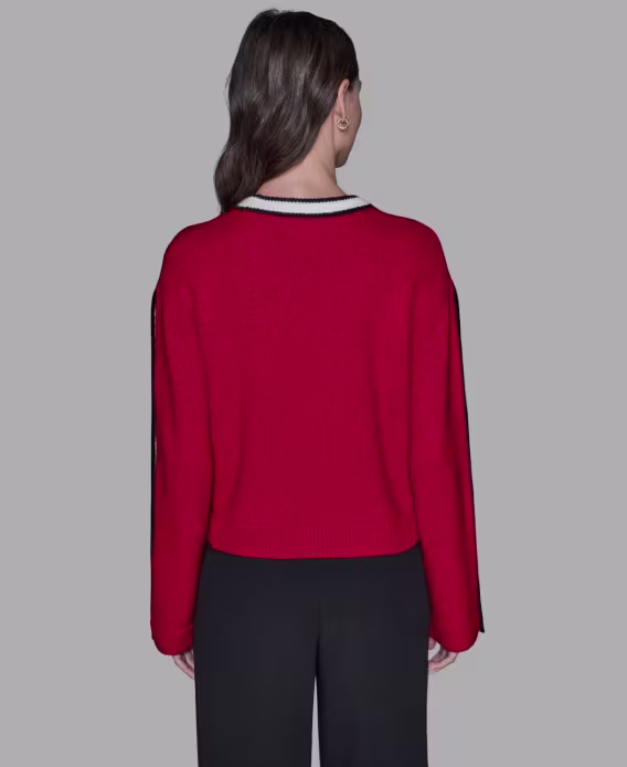 KARL LAGERFELD PARIS Kadın Kontrast Detaylı Lastikli Kazak