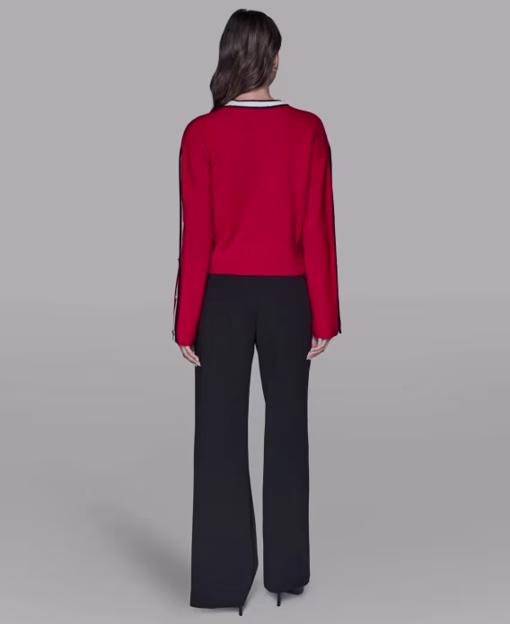 KARL LAGERFELD PARIS Kadın Kontrast Detaylı Lastikli Kazak