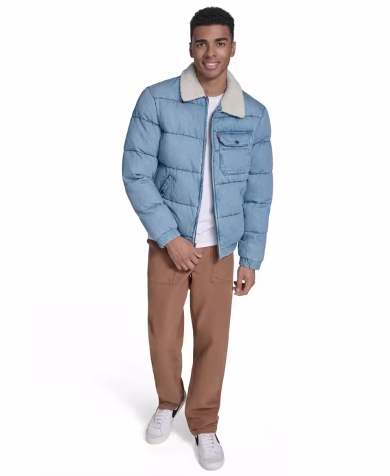 Levi's Erkek Kapitone Yün Yaka Kot Ceket