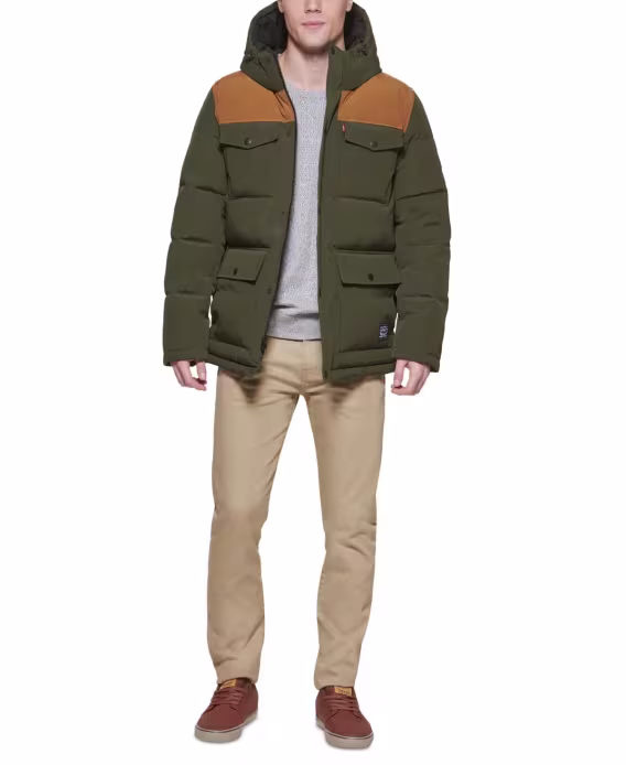 Levi’s® Erkek Kapitone Dört Cepli Parka Kapüşonlu Mont