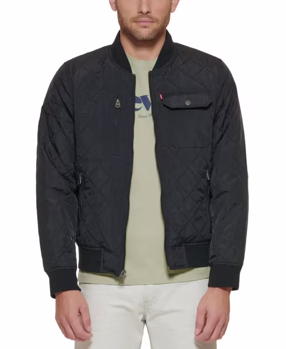 levis-erkek-regular-fit-elmas-desenli-kapitone-bomber-ceket-v-1049751
