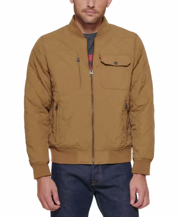 Levi's® Erkek Regular Fit Elmas Desenli Kapitone Bomber Ceket