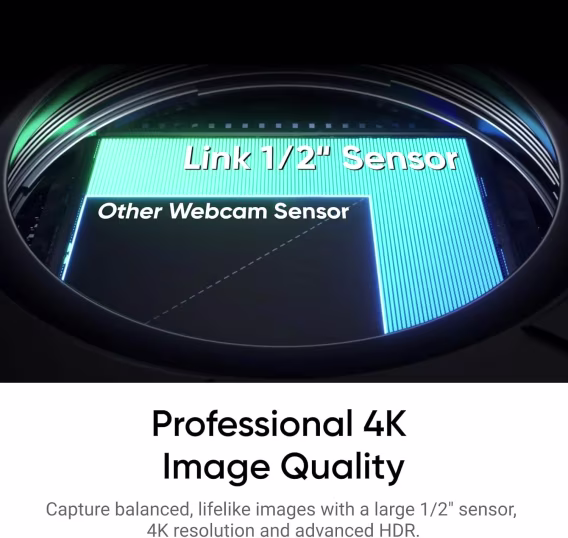 Insta360 Link 2  PC/Mac için PTZ 4K Web Kamerası, 1/2" Sensör, Yapay Zeka Takip Özelliği