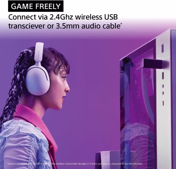 Sony INZONE H5 Kablosuz Oyun Kulaklığı, 360 Derece Uzamsal Ses