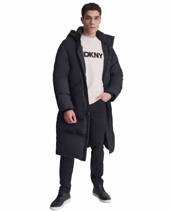 DKNY Erkek Kapitone Kapüşonlu Duffle Parka