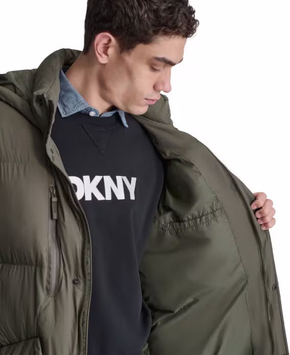 DKNY Erkek Kapitone Kapüşonlu Duffle Parka