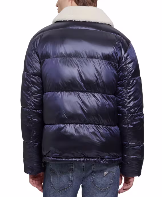 GUESS Erkek Şerpa Yakalı Şişme Mont