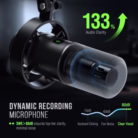 Fifine K688 USB XLR Dinamik Bilgisayar Oyuncu Stüdyo Mikrofonu