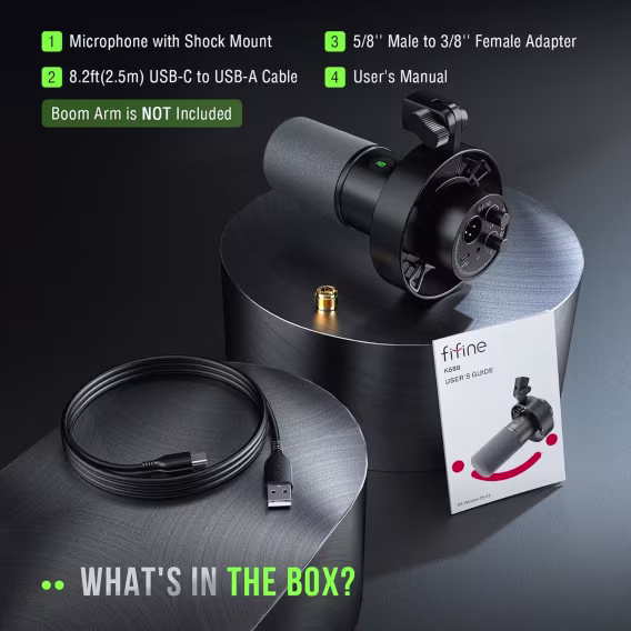 Fifine K688 USB XLR Dinamik Bilgisayar Oyuncu Stüdyo Mikrofonu