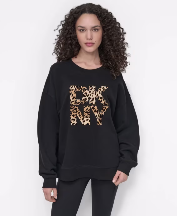 dkny-kadin-yigilmis-flok-logolu-yuvarlak-yaka-sweatshirt-v-999887