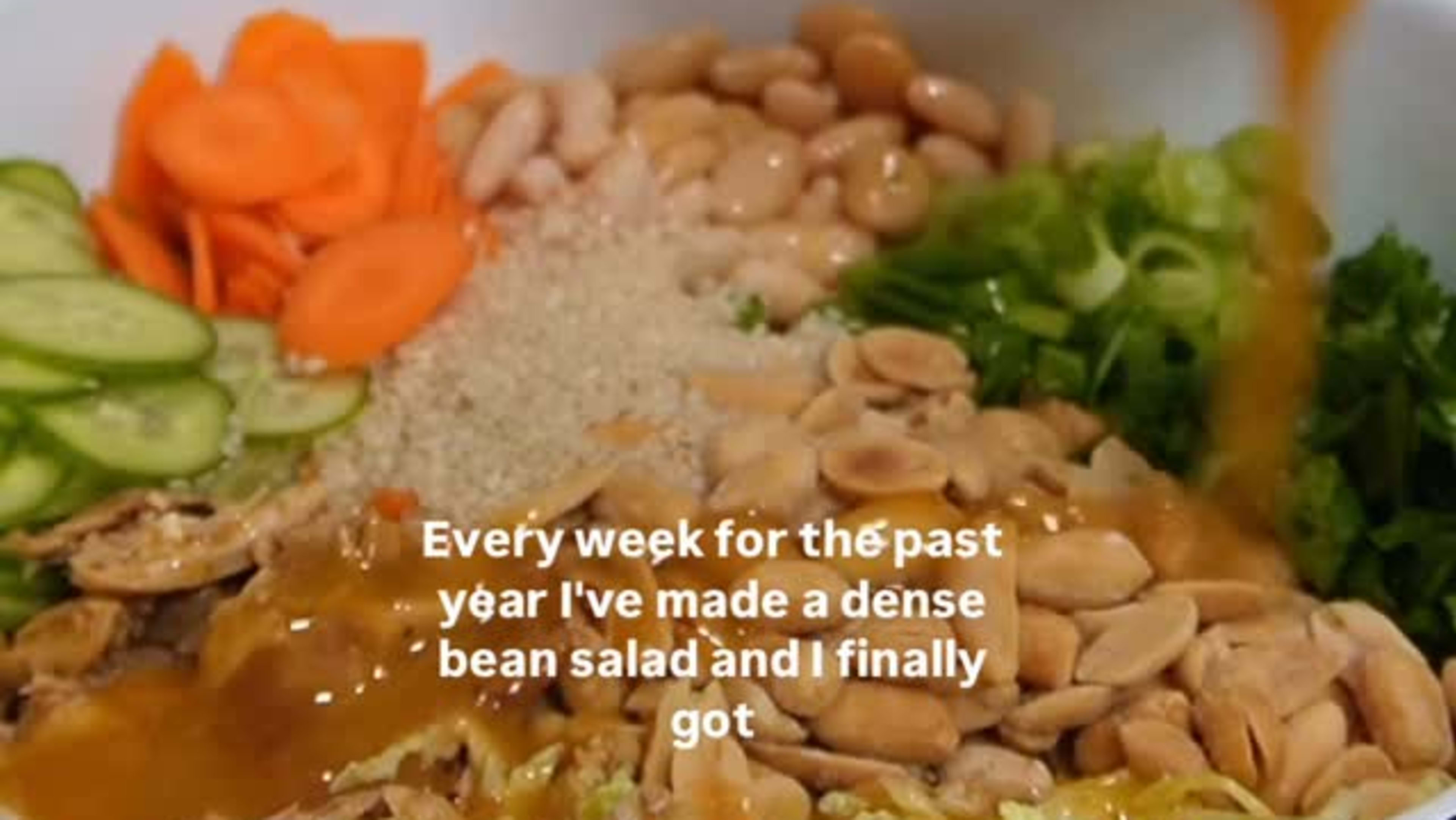 Sesame Cabbage Crunch Dense Bean Salad