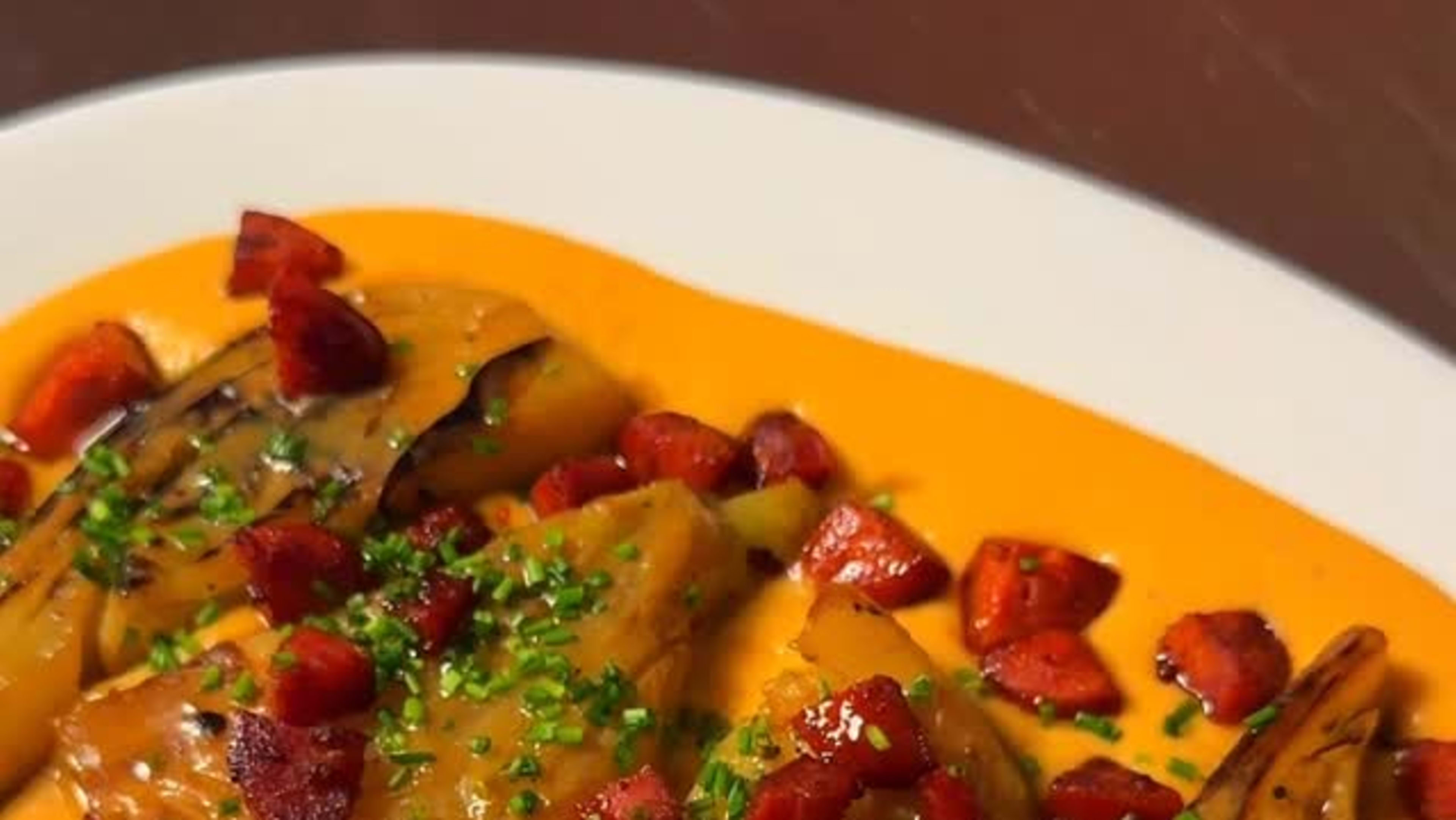 Braised Fennel with White Bean Purée and Crispy Chorizo