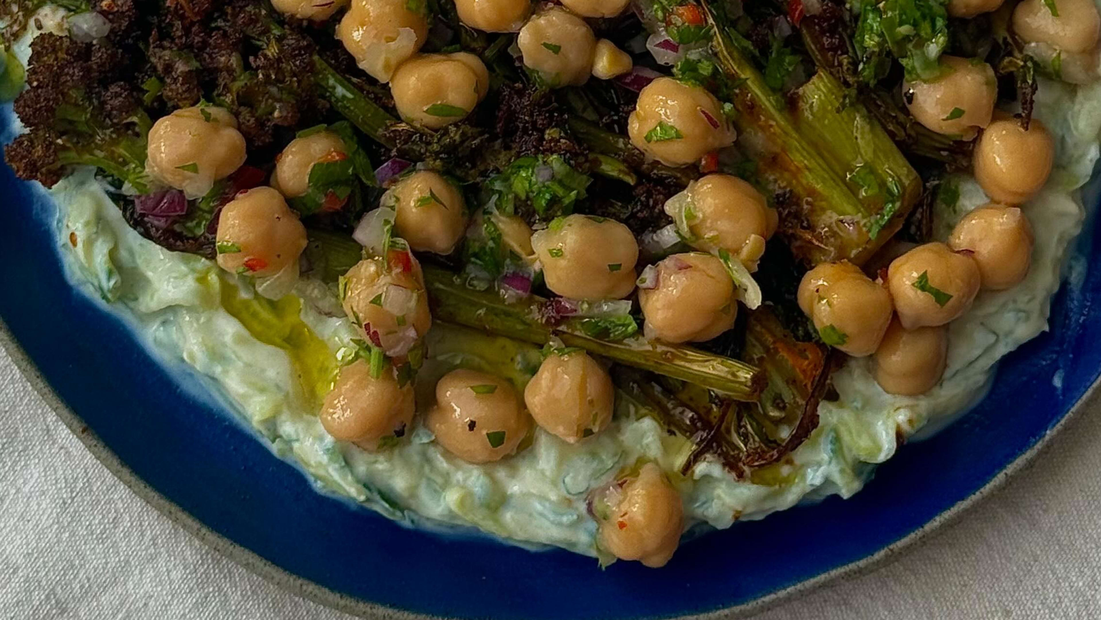 Tzatziki, Roasted Broccoli & Marinated Chickpeas