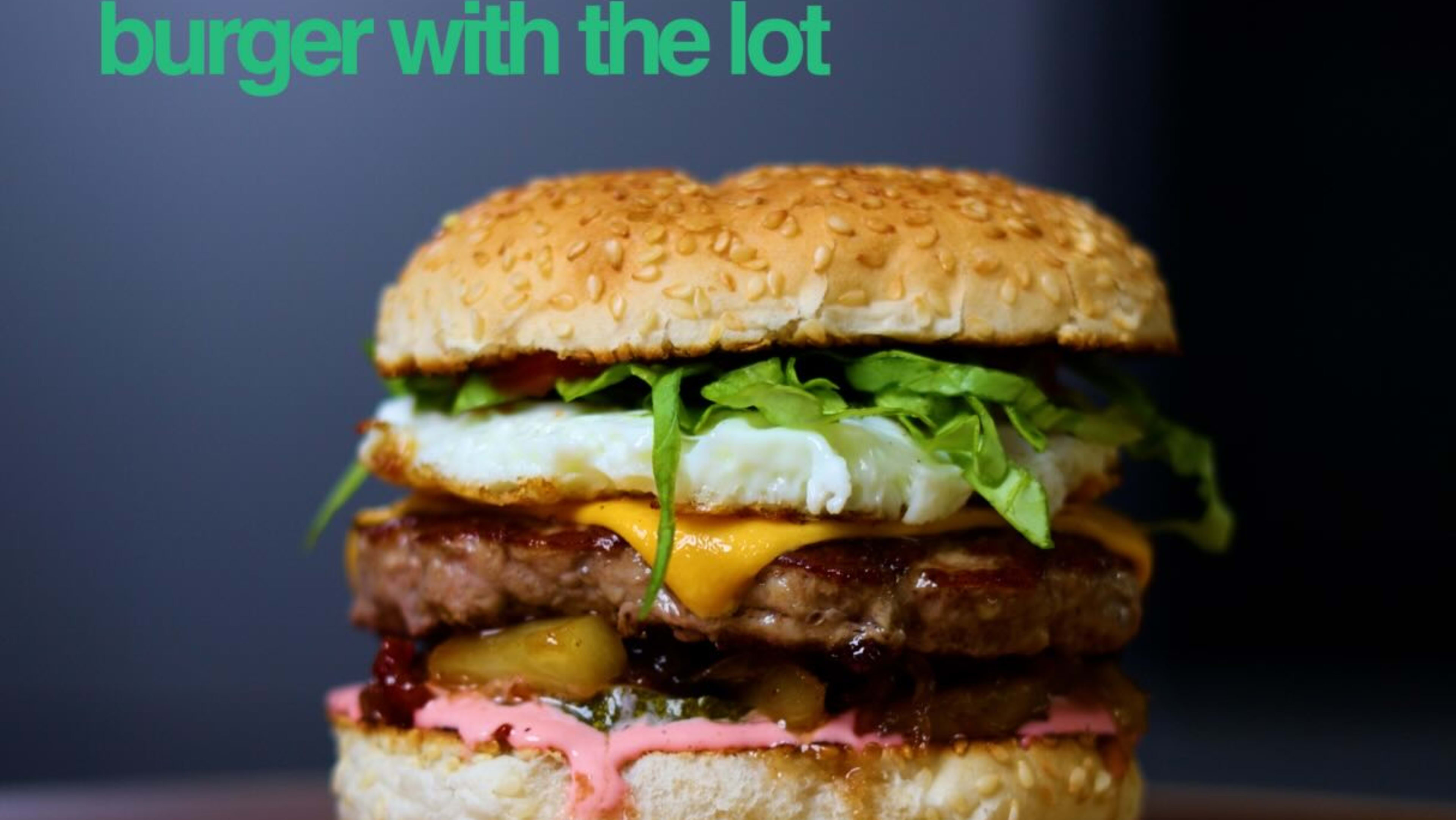 Aussie Kiwi Burger with Beetroot Mayo and Pineapple Bacon Jam